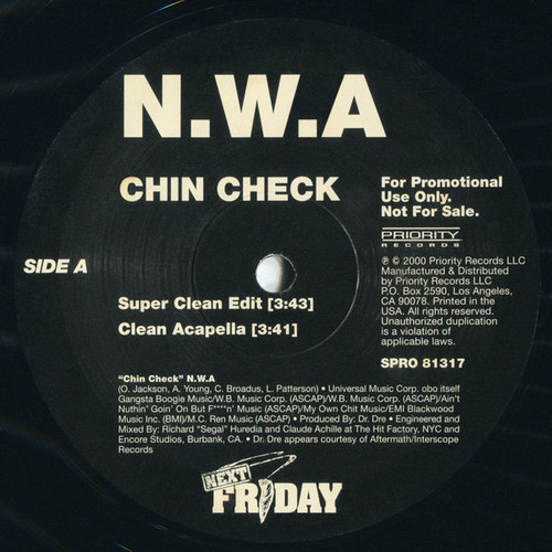 N.W.A. — Chin Check (US 2000 Promo, EX/EX)