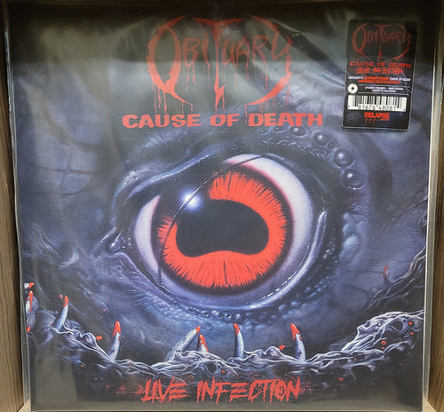 Obituary – Cause Of Death - Live Infection (LP used US 2022 white vinyl NM/NM)