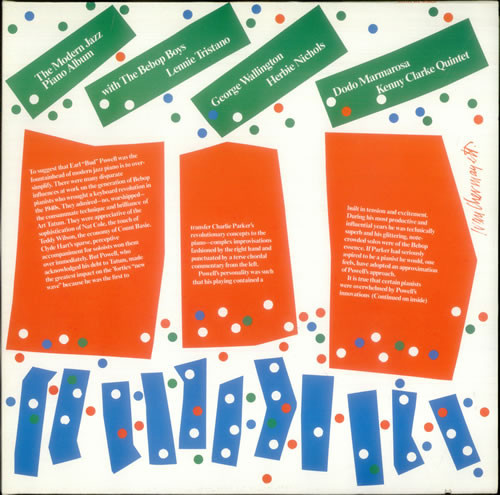 The Bebop Boys / Lennie Tristano / George Wallington / Herbie Nichols / Dodo Marmarosa / Kenny Clarke Quintet – The Modern Jazz Piano Album (2LPs used US 1980 compilation NM/VG++)