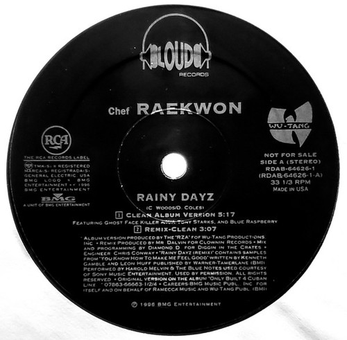 Chef Raekwon – Rainy Dayz (4 Track 12 inch promo EP used US 1996 VG+/VG)