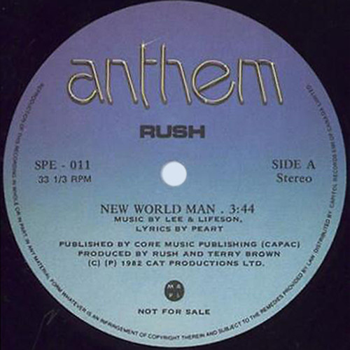 Rush - New World Man (1982 Canada, Promo, 12” single, Mint)