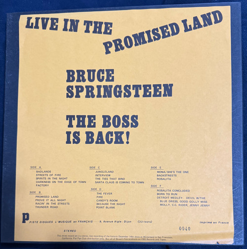 Bruce Springsteen - Live in the Promised Land The Boss is Back 3LP NM/NM Limited Edition Number 040/450