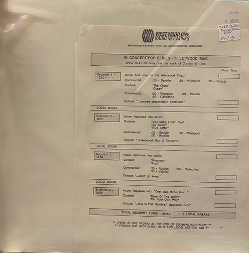 Fleetwood Mac — Fleetwood Mac Live Westwood One Radio Networks Transcription Disc, EX/G)
