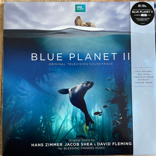 Hans Zimmer, Jacob Shea & David Fleming – Blue Planet II Original Television Soundtrack (2LPs used UK 2022 limited edition reissue on blue and white splatter vinyl in gatefold jacket NM-/NM-)