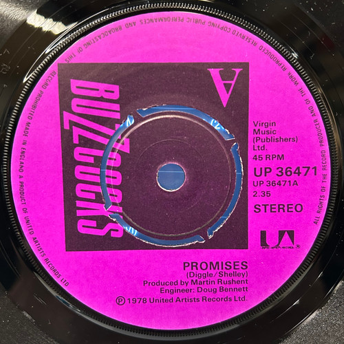 Buzzcocks - Promises / Lipstick 7” (1978, VG+)