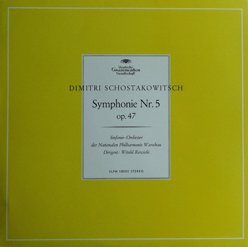 Dimitri Schostakowitsch, Sinfonie-Orchester Der Nationalen Philharmonie Warschau, Witold Rowicki – Symphonie Nr. 5 Op. 47 (LP used German y 1966 reissue NM-/VG+)