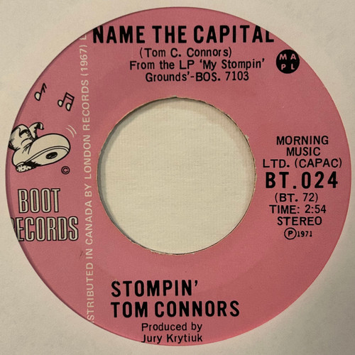 Stompin' Tom Connors - Name The Capital 7” (1971, VG+)