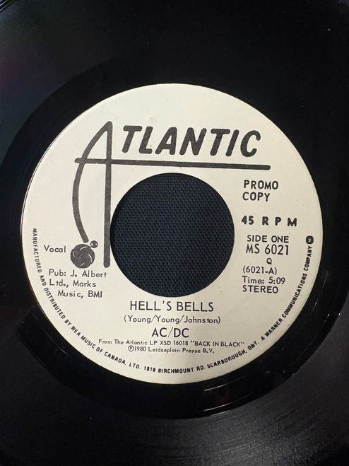 AC/DC - What Do You Do For Money Honey / Hell’s Bells (1980 Canada, 7” promo, VG+)