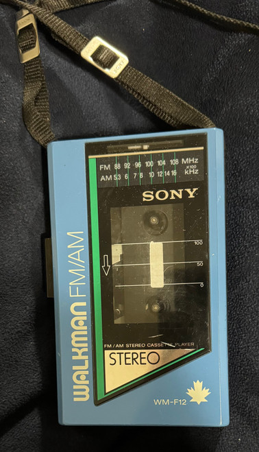 SONY Walkman WM-F12 - Reconditioned - Rare Blue Colour with Shoulder Strap 
