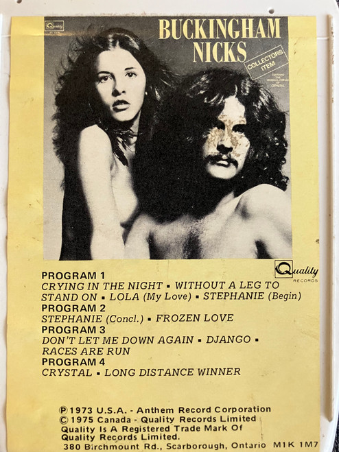 Buckingham Nicks - Buckingham Nicks (8-Track Cartridge) (1975, CAN)