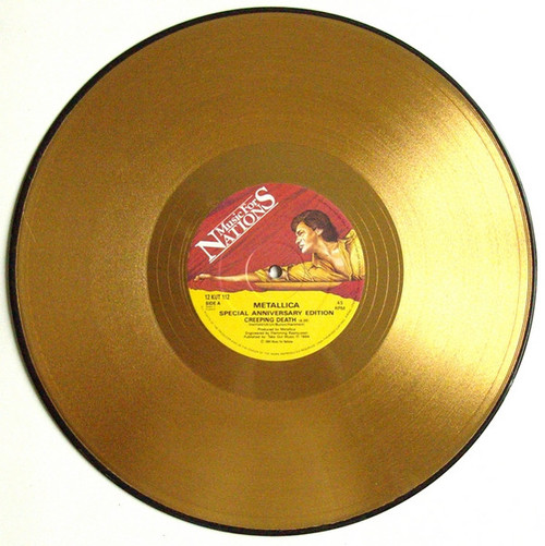 Metallica – Creeping Death ( 3 track double sided picture disk 12 inch EP used UK 1986 reissue gold metallic anniversary edition NM-/VG+)