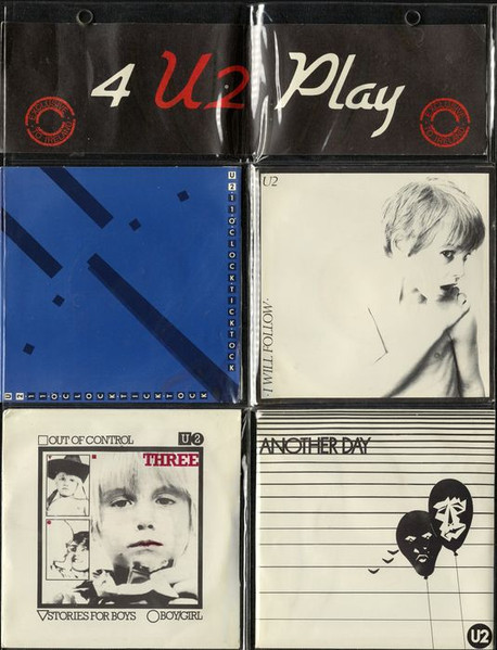U2 – 4 U2 Play (4 x 7 inch single in plastic sleeve used Ireland 1982 VG+/VG+)