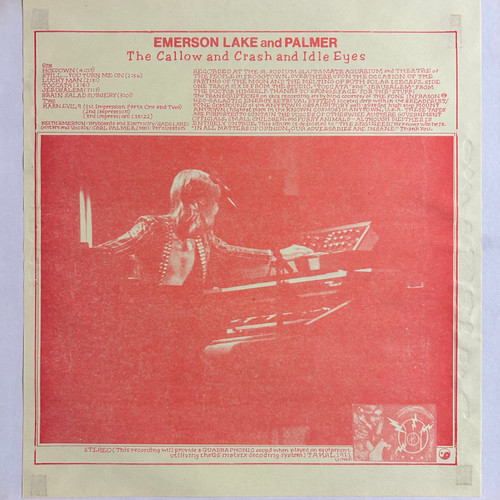 Emerson, Lake & Palmer - The Callow And Crash And Idle Eyes (1974, US, VG+/EX)