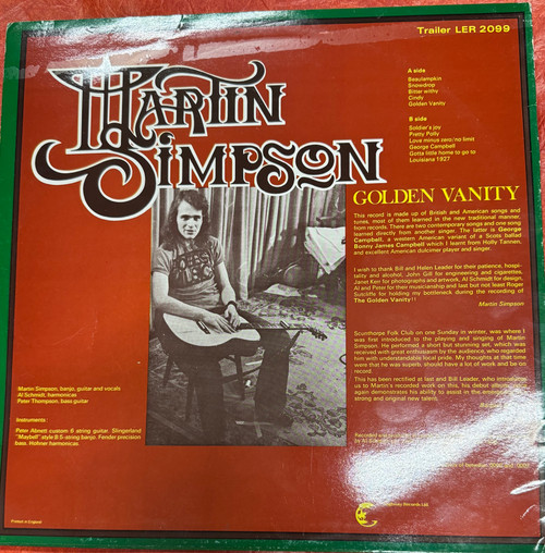 Martin Simpson - Golden Vanity (70s Reissue NM/EX) 