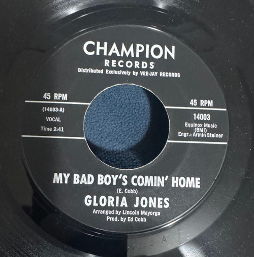 Gloria Jones - My Bad Boy’s Comin’ Home / Tainted Love (1965 7” VG+)
