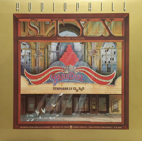 Styx – Paradise Theatre (LP used Canada 1981 half speed mastered from A&M Audiophile series NM-/VG+)