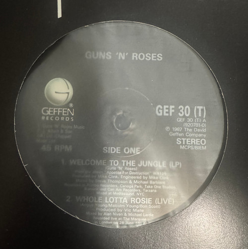 Guns N' Roses  - Welcome to the Jungle (1987 UK 12” Maxi Single)