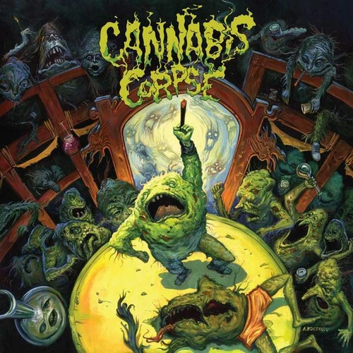 Cannabis Corpse – The Weeding E.P. (4 track 12 inch EP used US 2010 on orange vinyl NM-/VG+)
