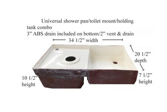 Toilet Mount Shower Pan 34 1/2 x 20 1/2