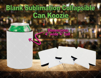 Blank Sublimation 4x4 Collapsible Can Koozie, Cooler, Insulator, Hugger & Sleeve
