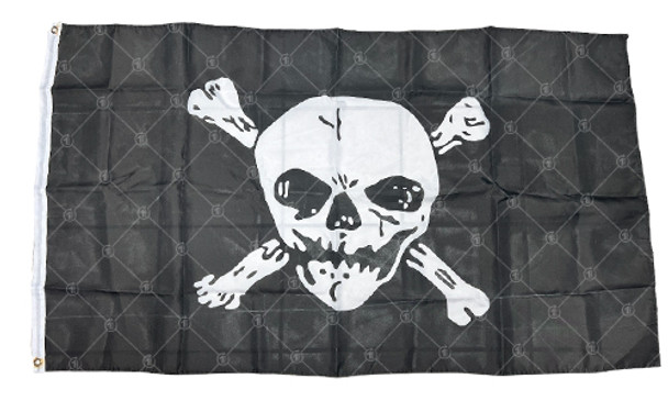 Pirate Skull Jolly Roger (In/Outdoor) Black 3x5 ft Polyester Flag