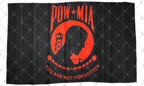 POW/MIA "You Are Not Forgotten" Black & Red Military In/Outdoor 3x5 ft Black Polyester Flag