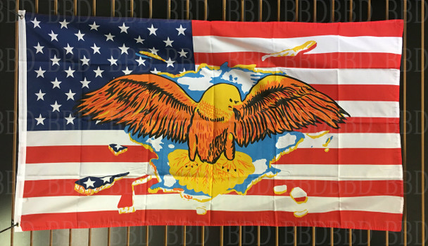USA Eagle Busting thru Flag (In/Outdoor) 3x5 ft USA Polyester Flag