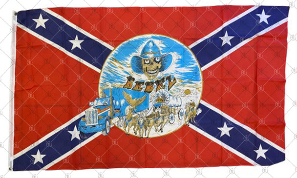 Confederate Rebel Chuck Wagon (Buggies) Truck & Skull In/Outdoor 3x5 ft Polyester Flag