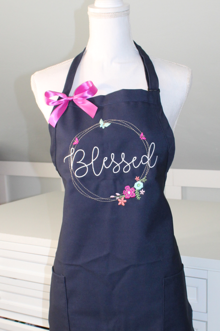 Blessed Apron with Floral Wreath