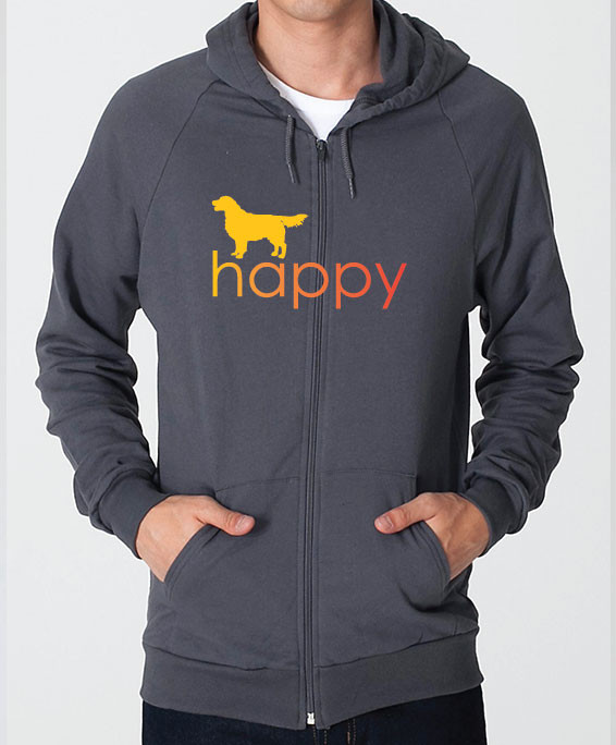 Unisex Happy Golden Retriever Zip Front Hoodie - Righteous Hound