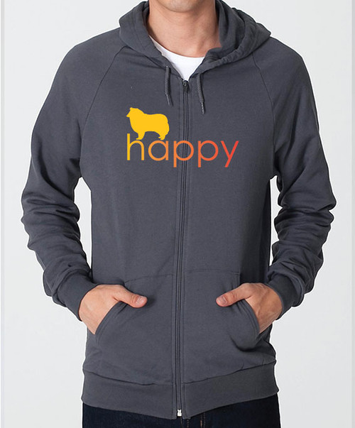Righteous Hound - Unisex Happy Collie Zip Front Hoodie