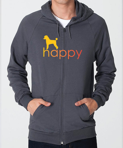 Righteous Hound - Unisex Happy Poodle Zip Front Hoodie