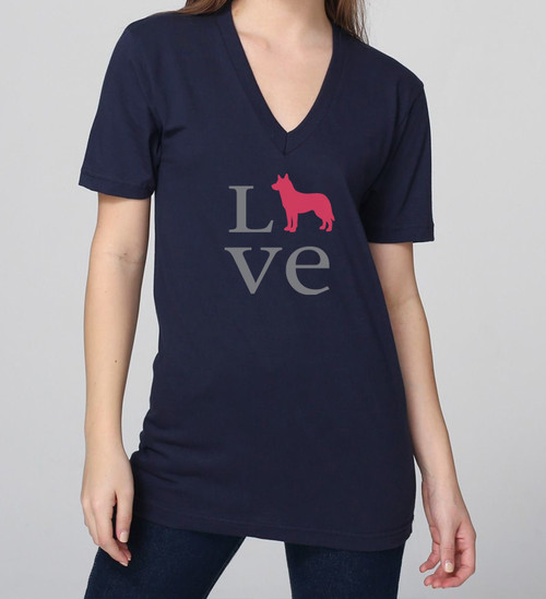 Unisex Love Husky V-Neck Tee