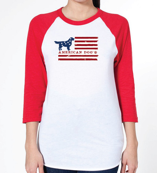 Unisex Flag Golden Retriever Raglan T-Shirt