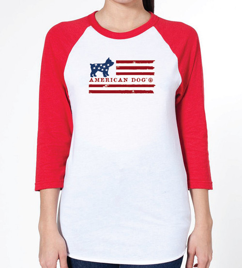 Unisex Flag Yorkie Raglan T-Shirt
