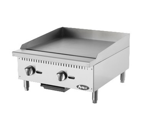 Heavy Duty Griddle, gas, countertop, 24", (2) stainless steel burners, standby pilots, independent manual controls, stainless steel structure, adjustable stainless steel legs, 60,000 BTU, cETLus, ETL