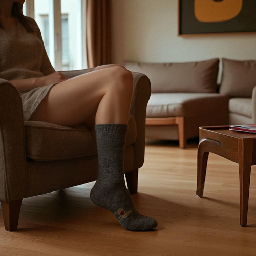 Lightweight Crew Alpaca Socks- Dk Grey