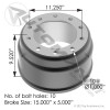 Brake Drum- 15.5" x 5"- replaces 3754, 61951B- Automann 151.5503BA