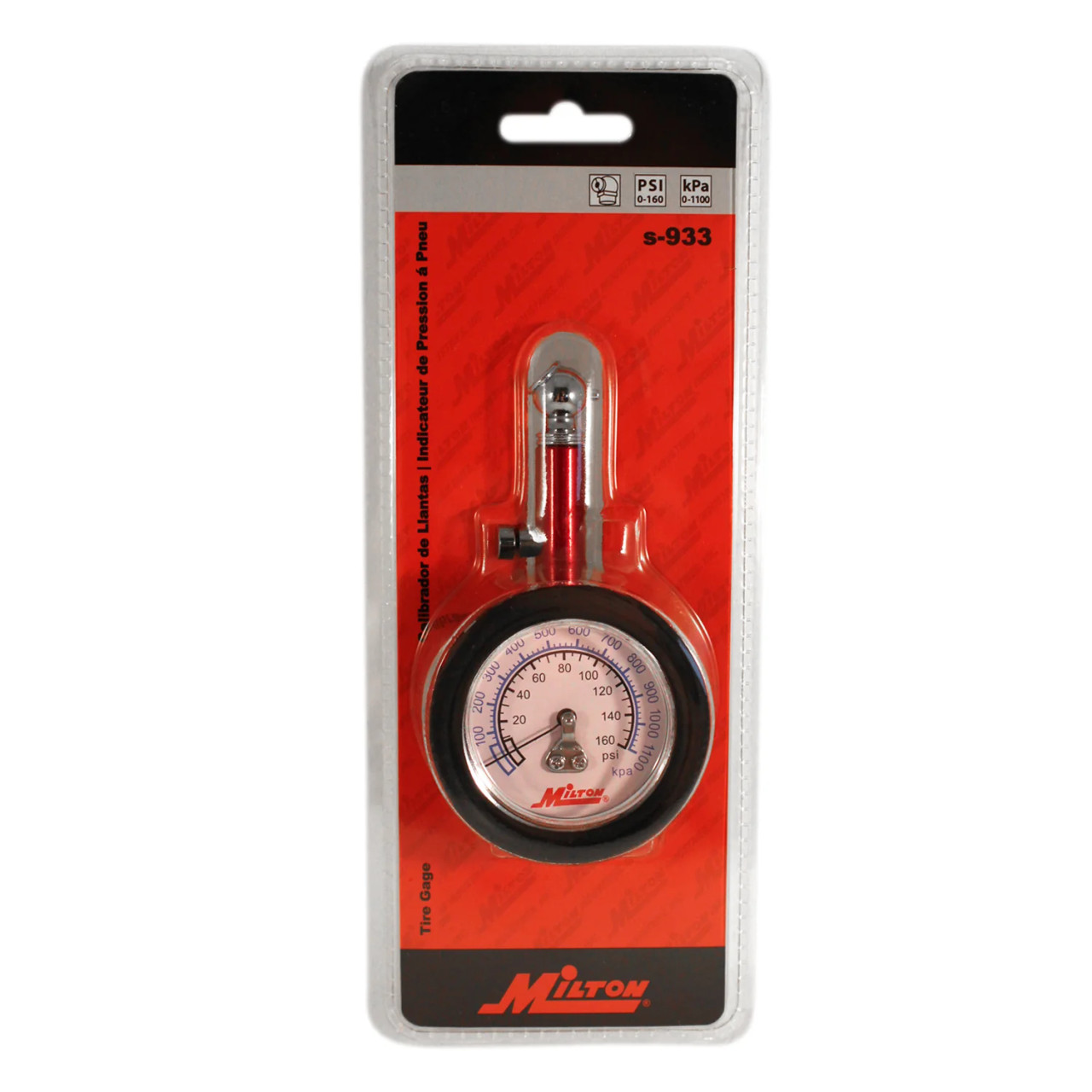 Milton S-933 Dial Tire Gauge, Single Head 0-160 PSI