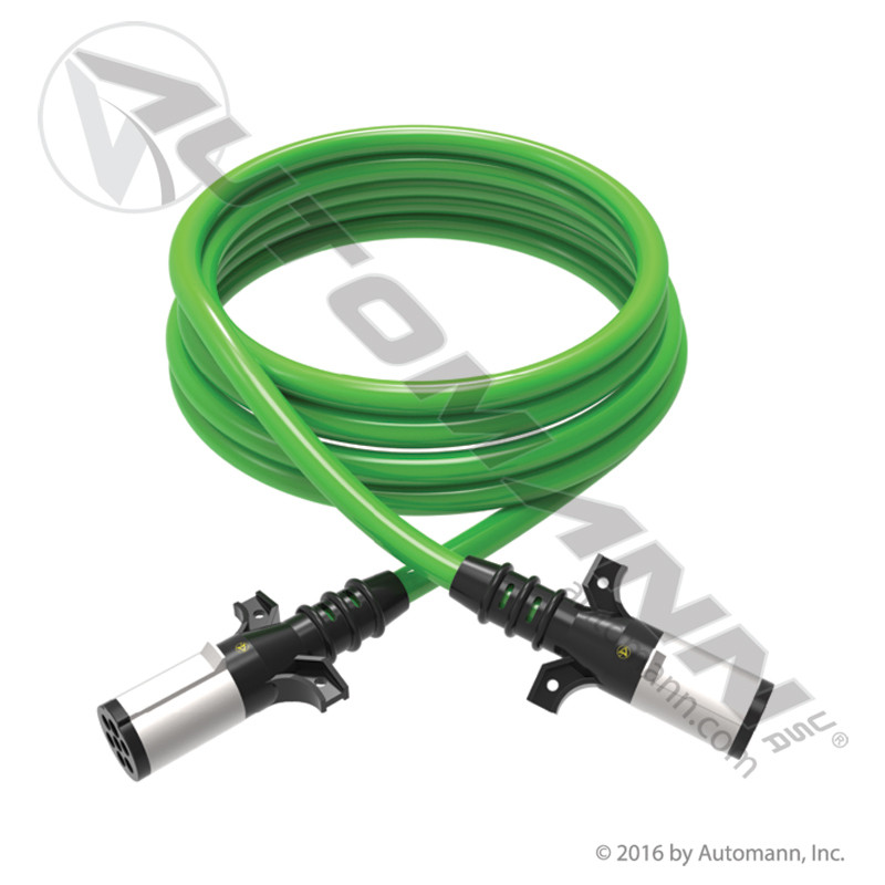 Automann 179.3020.15 7-way ABS Trailer Cord- Straight- Green- 15