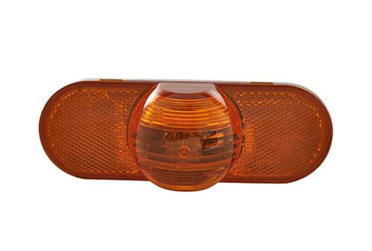 Grote 52533 Torsion Mount III 6" Oval Side Turn Marker Lamp- Amber- Bubble- Incandescent- Relectorized