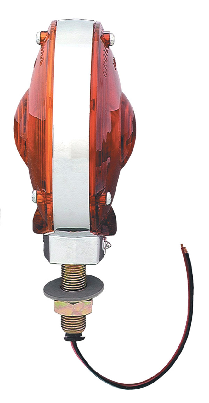 Grote 53000 4" Round Pedestal Lamp Dual-Face- Red / Amber- Die-Cast Housing- Single Post- Single Wire- Incandescent