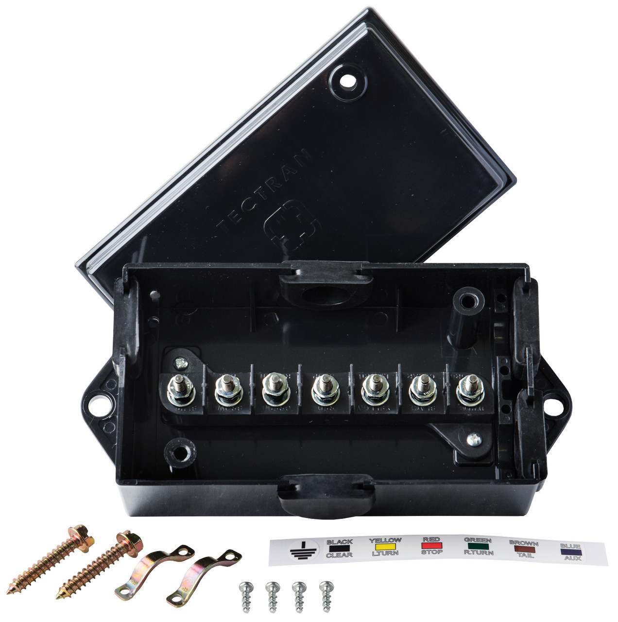 Tectran 667-7040 7 Terminal Junction Box- Black ABS Plastic