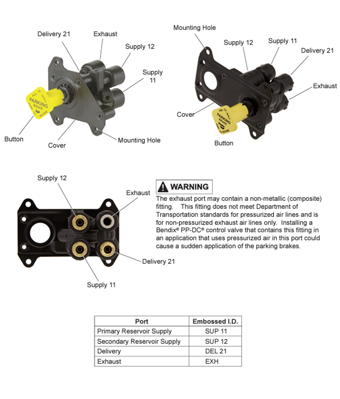 Bendix PP-DC Dash Valve- For Parking Brake Only Systems *Genuine Bendix* 065643