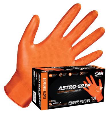 SAS Safety SAS Astro-grip Orange Nitrile Diamond Textured