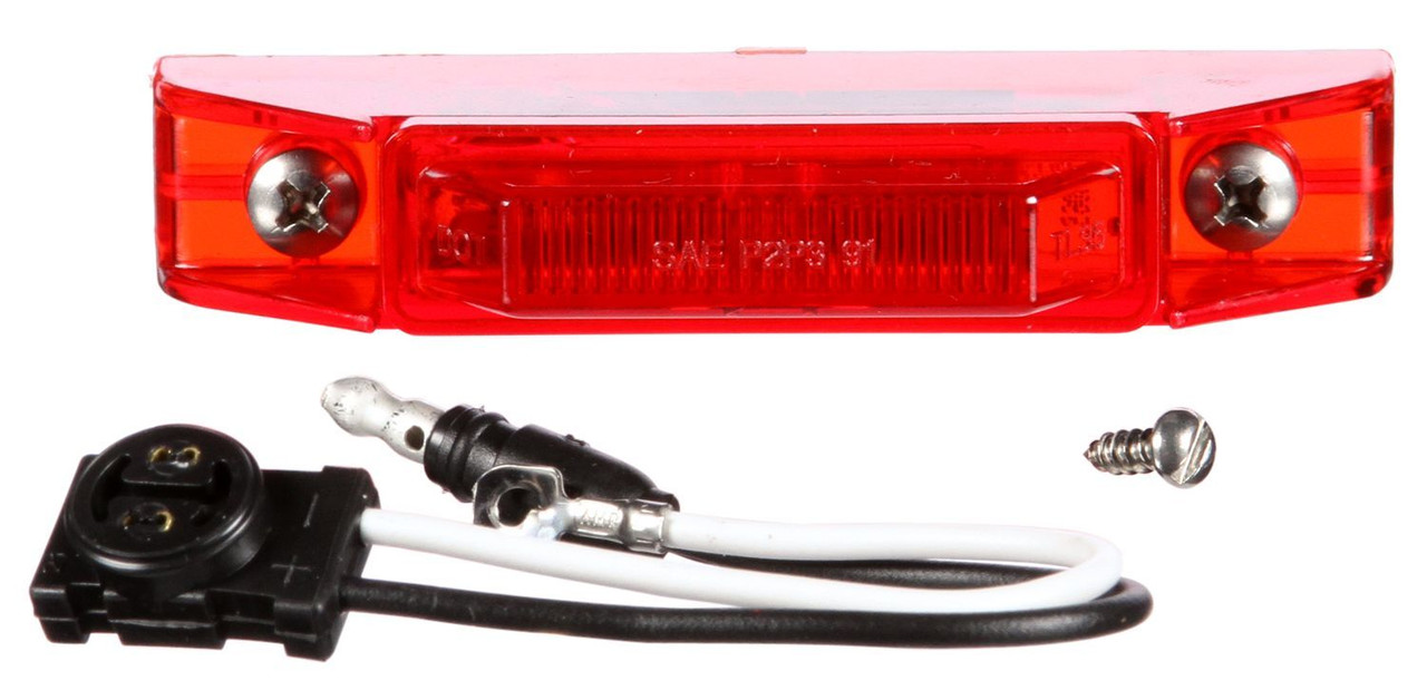 Truck-Lite 35001R 35 Series (4" x .75" Slim Rectangle) LED Marker / Clearance Lamp- Red- w/ Pigtail