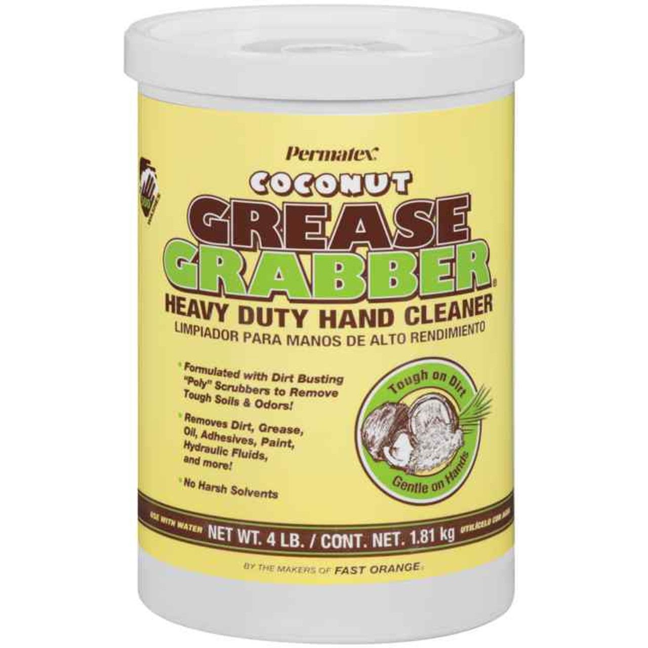 Permatex Grease Grabber Coconut Hand Cleaner- 4lb Tub (14106)
