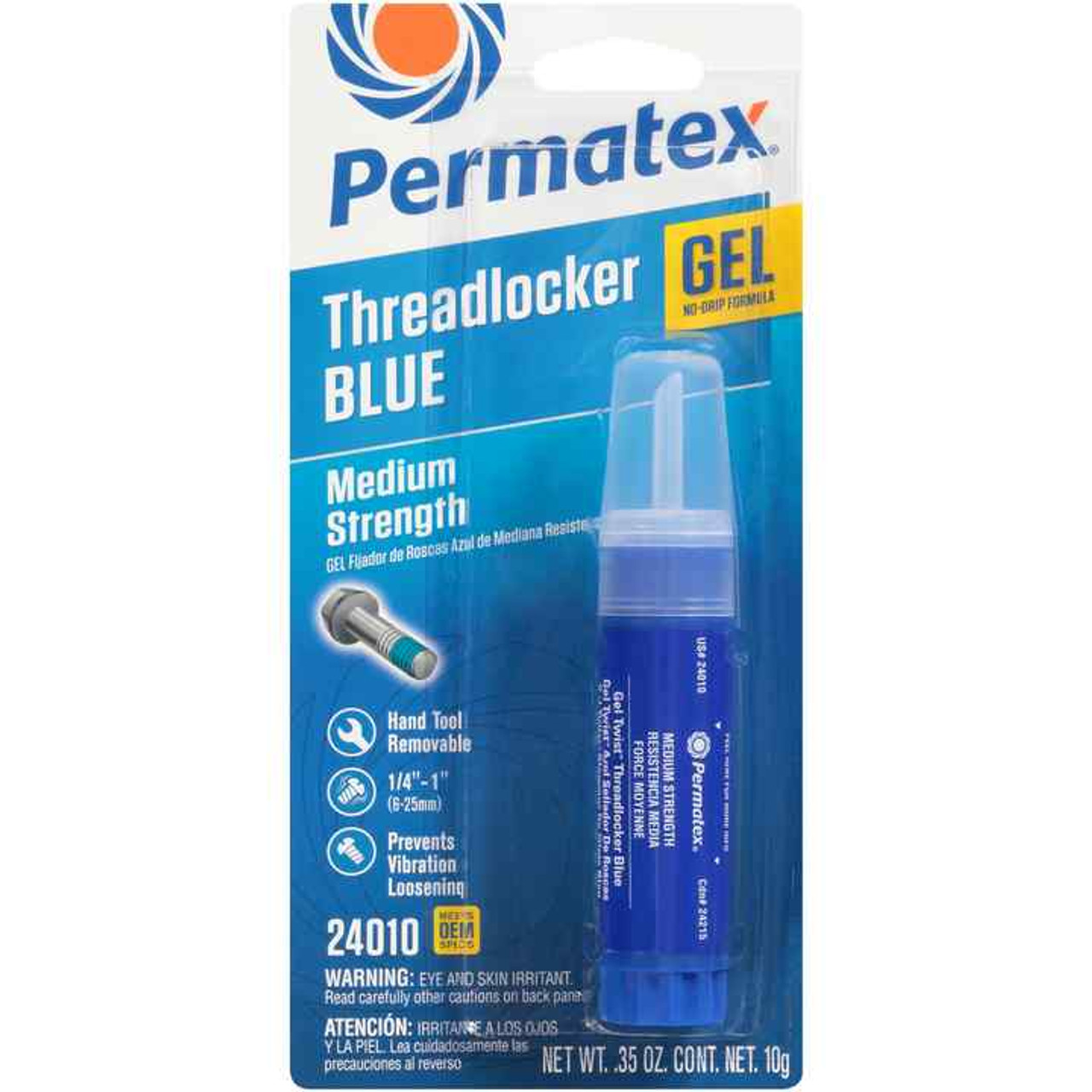 Permatex Blue Threadlocker- Medium Strength- 10g Gel Twist Applicator (24010)