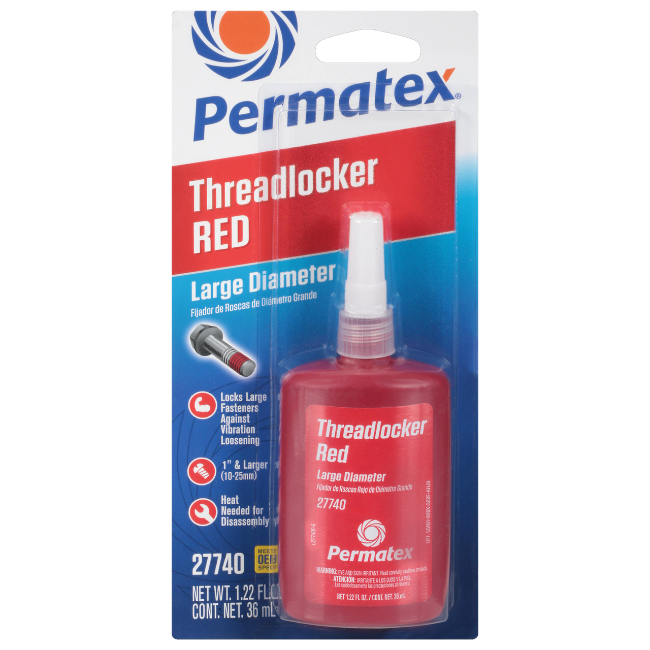 Permatex Red Threadlocker- Large Diameter- 36ml Bottle (27740)