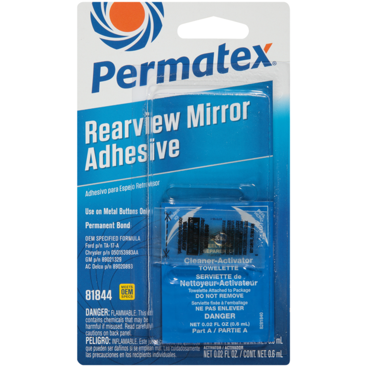 Rearview Mirror Adhesive, Clear, 0.02 oz, Tube